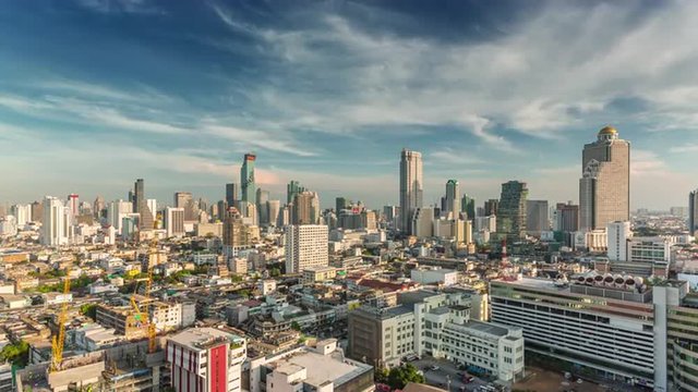 sunny day hotel roof top cityscape 4k time lapse bangkok panorama thailand
