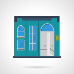 Blue storefront wall flat color design vector icon
