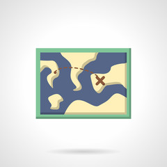 Hiking map flat color design vector icon