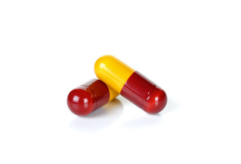 Pill capsule isolated on the white background