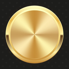 Glossy gold badge on black background