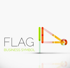 Logo flag, abstract linear geometric business icon