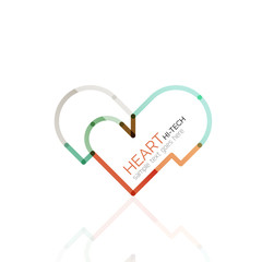Logo love heart, abstract linear geometric business icon