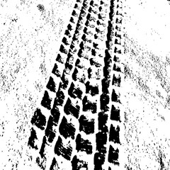 Grunge background with black tire track. Vector illustration.