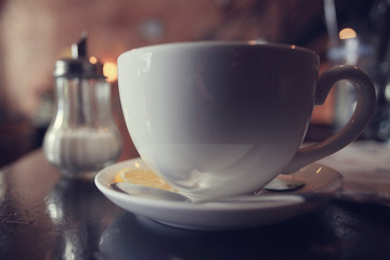 Breakfast tea in a cafe