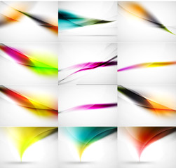 Abstract background set, blurred wave templates. Vector