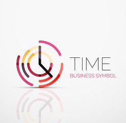 Vector abstract logo idea, time concept or clock business icon. Creative logotype design template