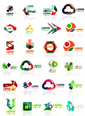 Fototapeta premium Logo set, abstract geometric business icons, paper style with glossy elements