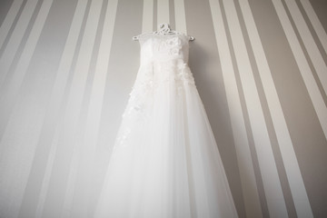 Wedding dress on the wall