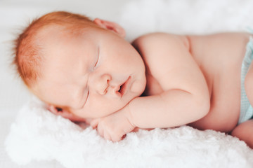 Newborn baby peacefully sleeping