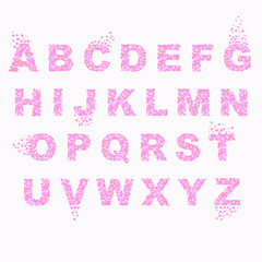Cute colorful beautiful font. English alphabet. Splash design