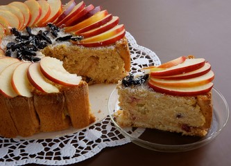tasty cake with cheese,coconut and apples