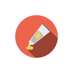 Tube oil paint flat icon with long shadow