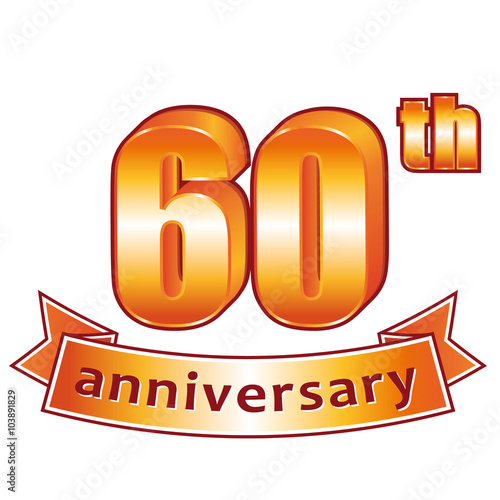 &quot;60th anniversary. Golden vector label. &quot; Stock image and royalty-free