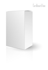 White cardboard box on the white background. Vector illustration.