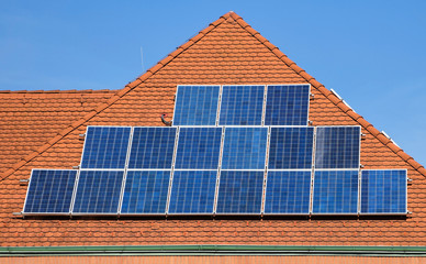 Solar panels on the roof of a building