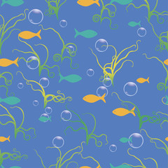 Fototapeta na wymiar Blue background with fish