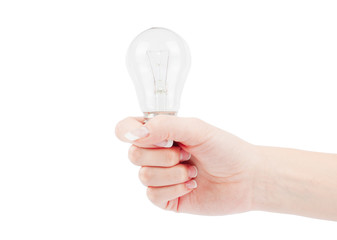 Lit lightbulb held in hand