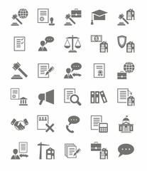 Legal services flat icons. 