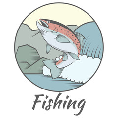 Naklejka premium Trout fishing banner