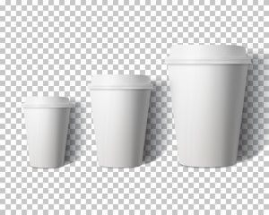 Vector Coffee Cup Set Isolated on Transparent PS Style Backgroun