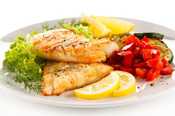 Fish dish - fried cod fillet and vegetables