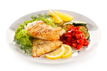 Fish dish - fried cod fillet and vegetables