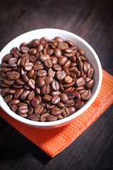 Coffee beans in white bowl