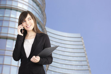 businesswoman talking to mobile