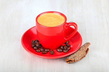 cup coffee with coffee beans