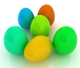 Colored Eggs on a white background