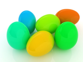 Colored Eggs on a white background