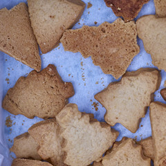 Christmas tree shaped cookies closeup