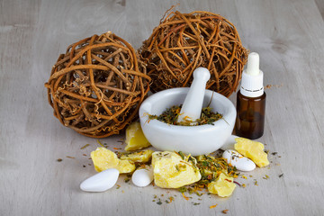 Mortar  with homemade natural products