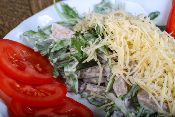 Salad with beef tongue