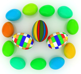 Colored Eggs on a white background
