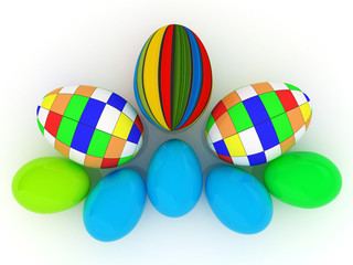 Colored Eggs on a white background