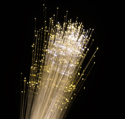 optical fibres dinamic flying from deep on technology background