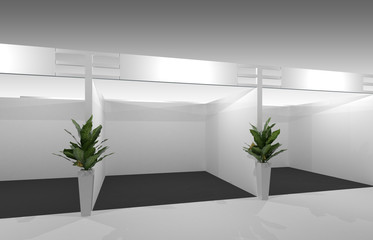 Trade show booth 3d on background