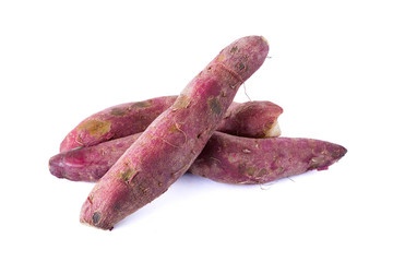 Sweet potato, steamed white background