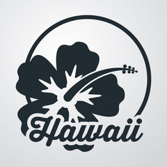 Icono plano Hawaii en hibisco en fondo degradado