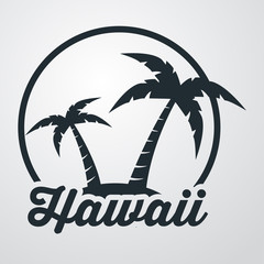 Icono plano Hawaii en isla en fondo degradado