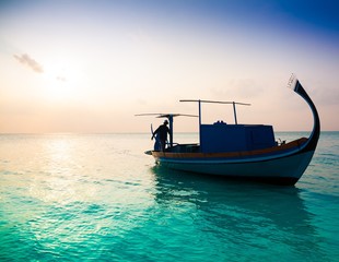 Maldives,  tropical sea boat sunset!