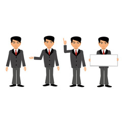 friendly Chinese people in business suits with the tablet
