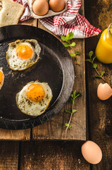 Eggs fried rustic style