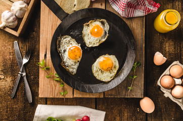Eggs fried rustic style