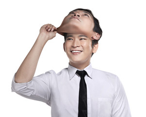 Asian business man remove his other face mask