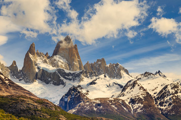 fitz roy mountain, mountains landscape, patagonia, south america, argentina, glacier in mountains