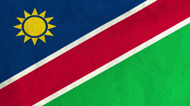 Namibian flag waving in the wind (full frame footage in 4K UHD resolution).