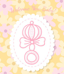 Welcome Baby Card with Rattle